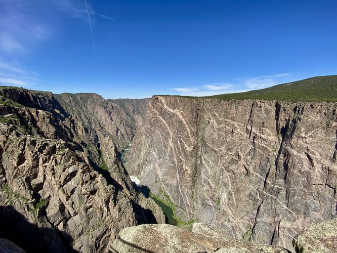 View of the Painted Wall and the Gunnison River as it runs through the Black Canyon
