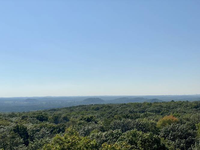 Views of the Moulin Kames (glacial hills) from Parnell Tower