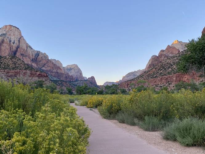 Paved universally-accessible Pa'rus Trail at Zion National Park