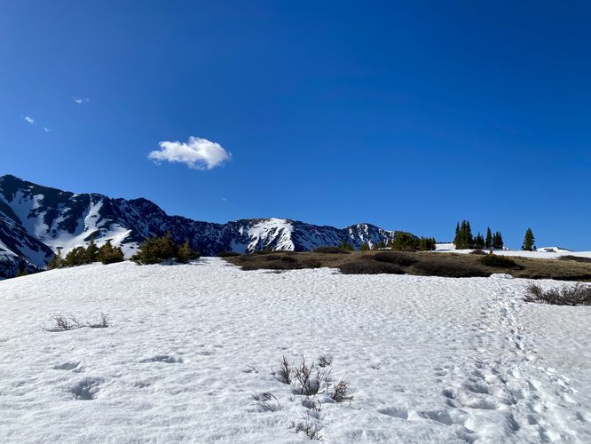 View of nearby mountains of Loveland Pass at Pass Lake
