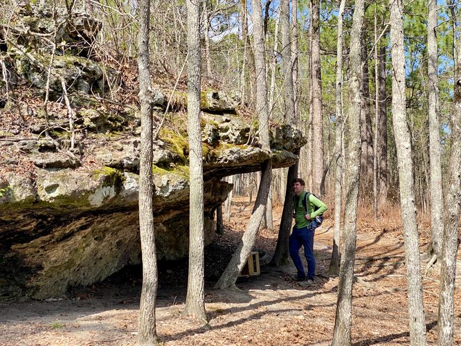 Rock ledges with Dave for scale