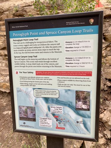 Petroglyph Point Loop Trail trailhead sign and info