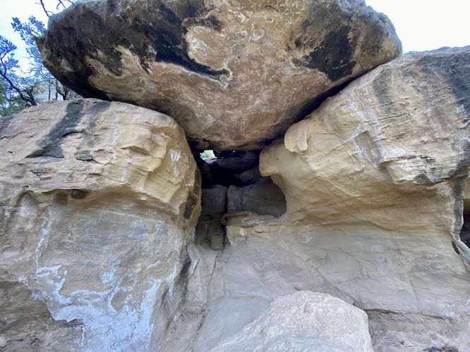 Neat rock outcropping with a small cave