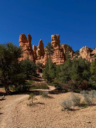 View of towering rock formations along the Photo Trail at Dixie National Forest