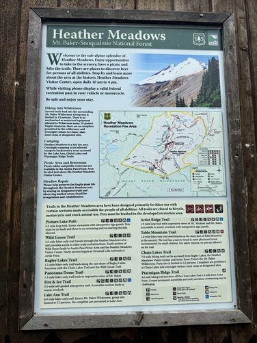 Heather Meadows map for Mt Baker