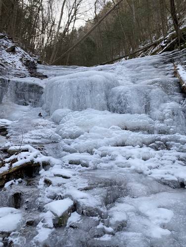 Pinafore Falls (Upper Pinafore Falls) ~20-feet tall frozen over