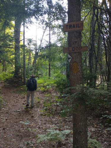 Entrance to the Loop and Boundary Trails is across the street from the Parking area