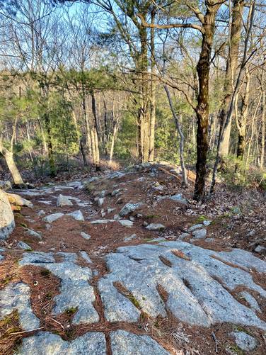 Rocky outcroppings on-trail