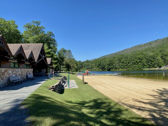 Trail ends at the lake's beach