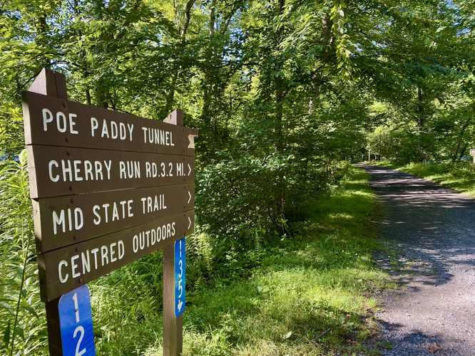 Poe Paddy Tunnel trailead sign