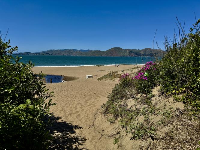 Trail enters Baker Beach