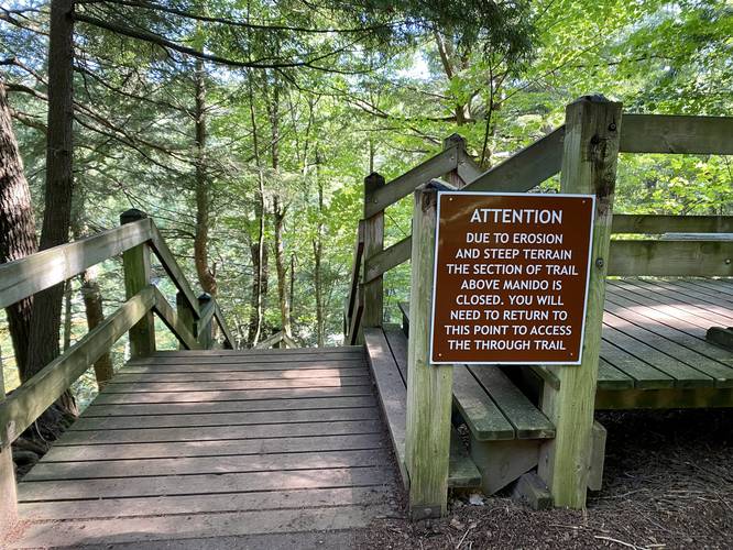 Caution, steep erosion and trail closure ahead