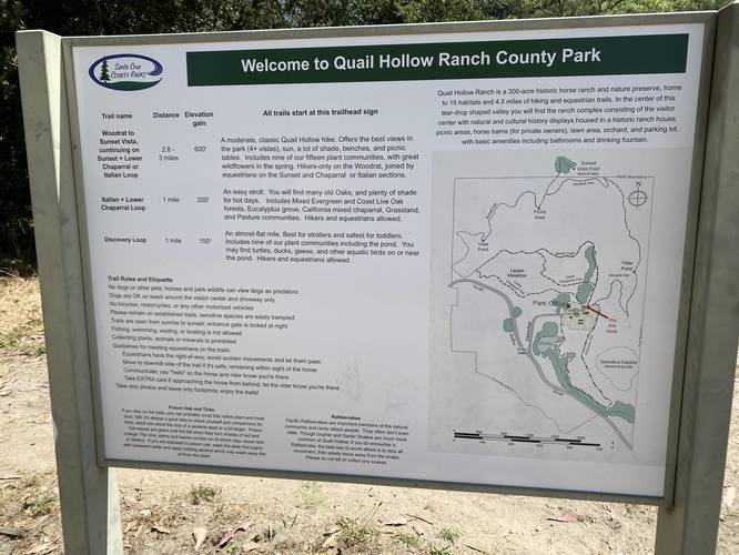 Quail Hollow Ranch trail map with info