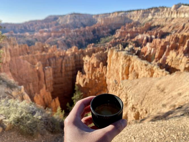 Backcountry espresso on the rim of Bryce Canyon