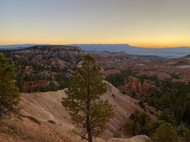 View of Bryce Canyon just before sunrise