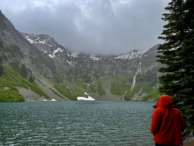 Standing at Rainy Lake taking in the views