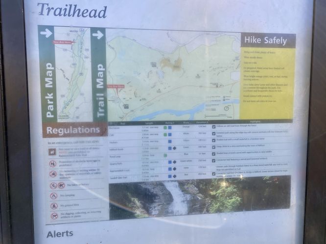 Raymondskill Falls trailhead kiosk info