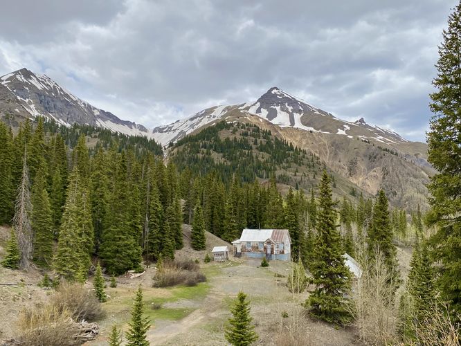 Historic abandoned house in the ghost town of Idarado, CO