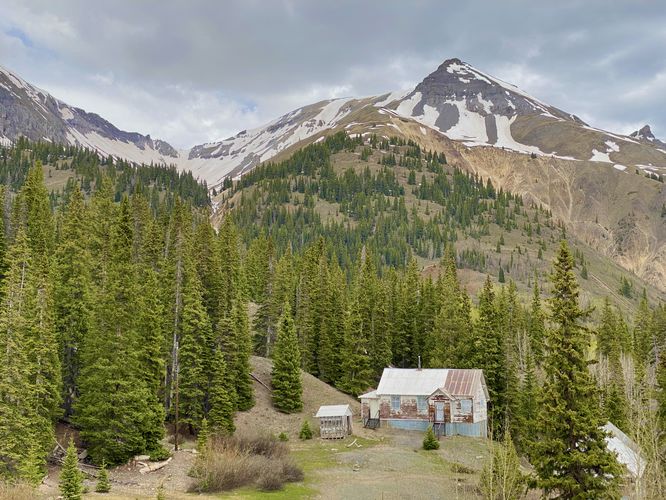 Historic abandoned house in the ghost town of Idarado, CO