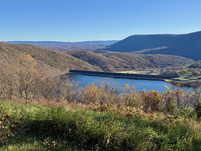 View of mountains behind Raystown Dam