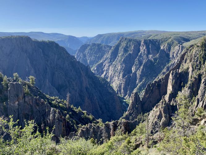 South-facing view into the Black Cayon with the Gunnison River