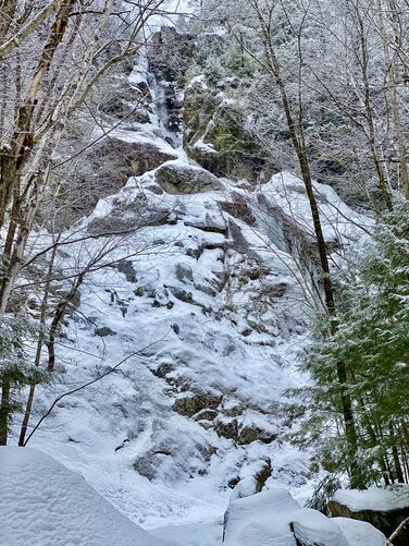 View of Roaring Brook Falls, approx. 300-feet tall