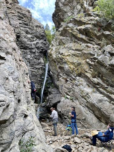 Rock climbers at Rocky Mouth Falls