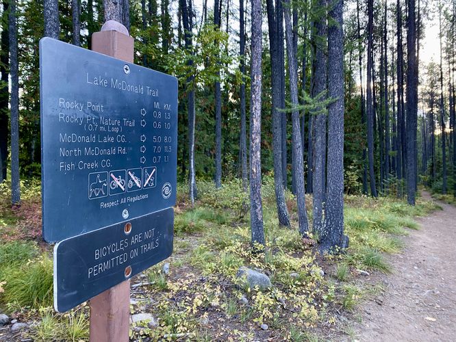 Lake McDonald Trail trailhead sign