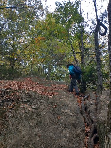 Moderate climb up steep rock face