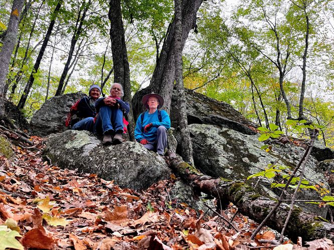 3 Friends enjoying some rocks. Photo credit to Lea Hardwick.