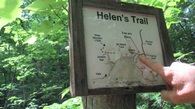 Trail map has been damaged over time