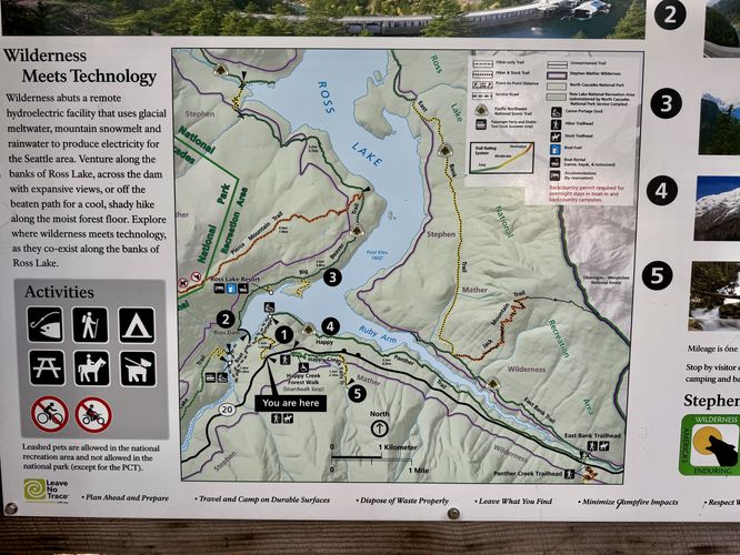 Trail map for the Ross Lake area