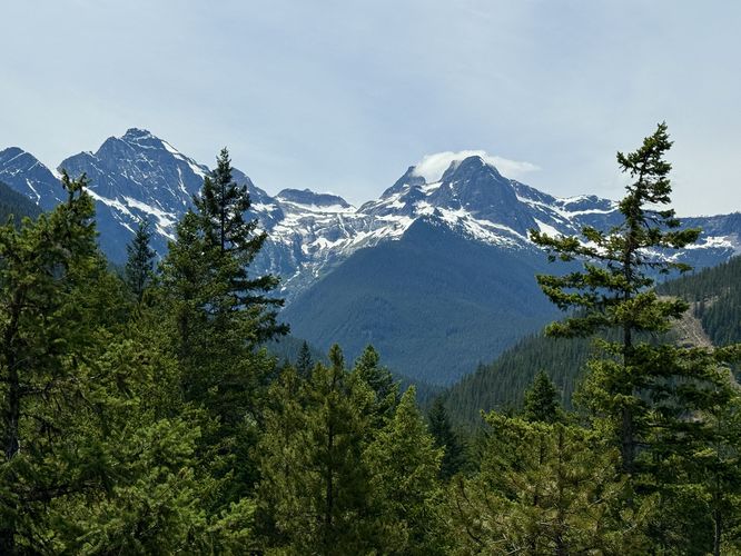 View of Colonial Peak (left), Colonial Glacier, and Pyramid Peak (right)