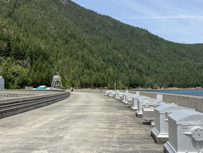 Walking across the Ross Lake Dam