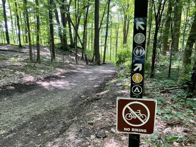 No biking. Hike downhill to Round Lake
