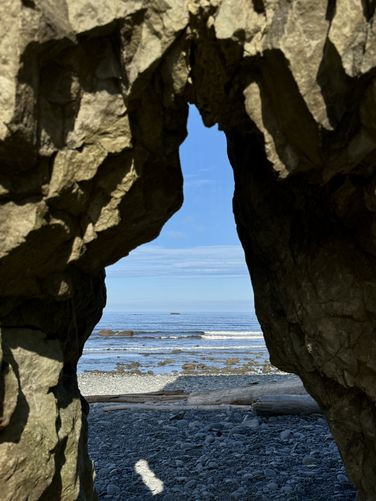 View through the sea stack's hole