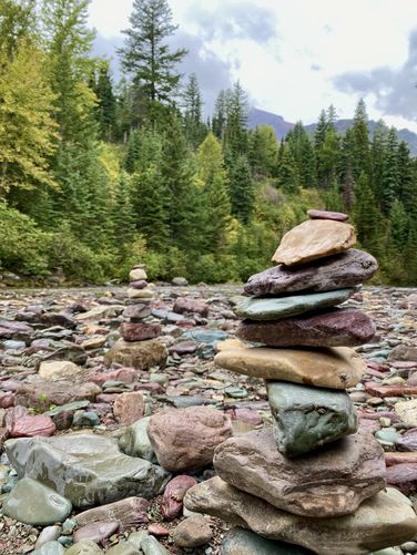 Stacked rocks along Two Medicine Creek