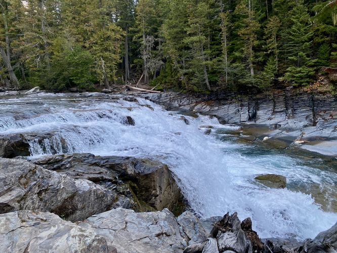 Rushing cascade of McDonald Falls (upper portion)