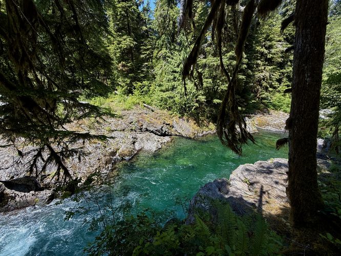 Turquoise waters below the Salmon Cascades in Olympic National Park