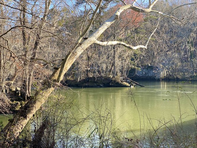 View of old Saluda River bridge abutments
