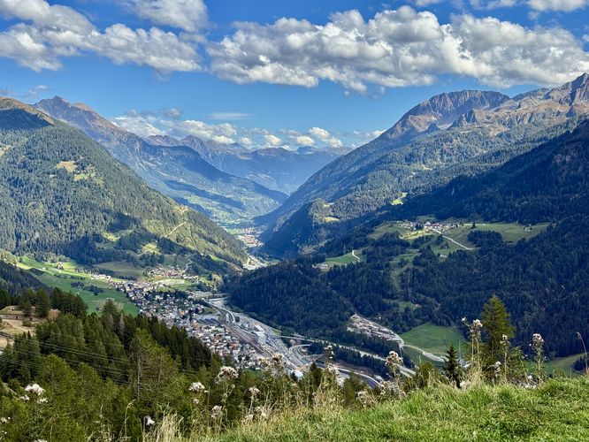 Stunning Alps view from Gottard Pass high above Airolo