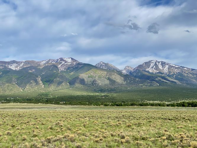 Snow-capped mountain views from the San Luis Valley Lookout