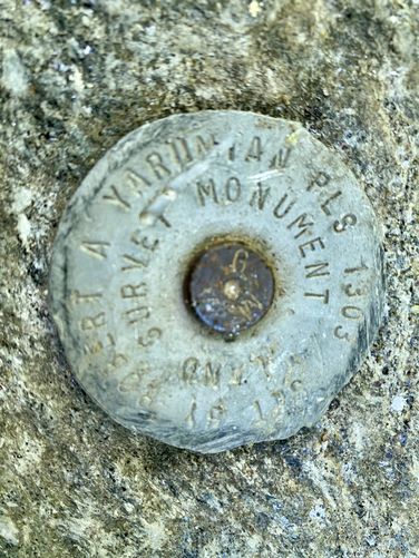 Land Survey Monument - placed by Robert A Yardman (PLS 1303)
