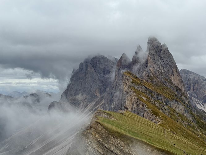 Breathtaking views of the alpine peaks along Seceda Ridge