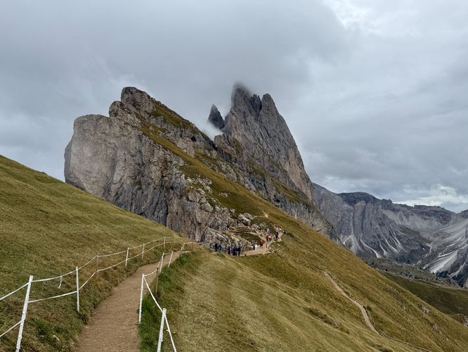 Views from the paid-entrance trail on Seceda Ridge