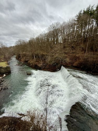 Portrait view from the top of Seneca Mills Falls