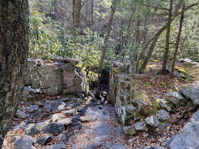 Trail passes through the bedrock