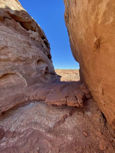 South-facing view sits between this rock gap