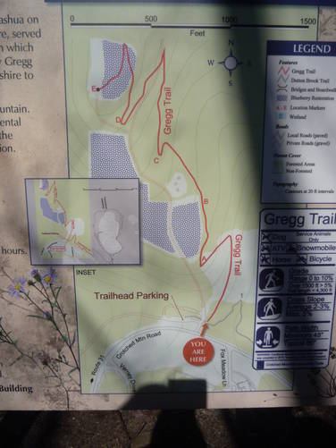 Posted map does not show trail but service road can be seen just to the left of "YOU are HERE"