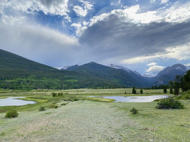 View of Sheep Lakes and surrounding mountains